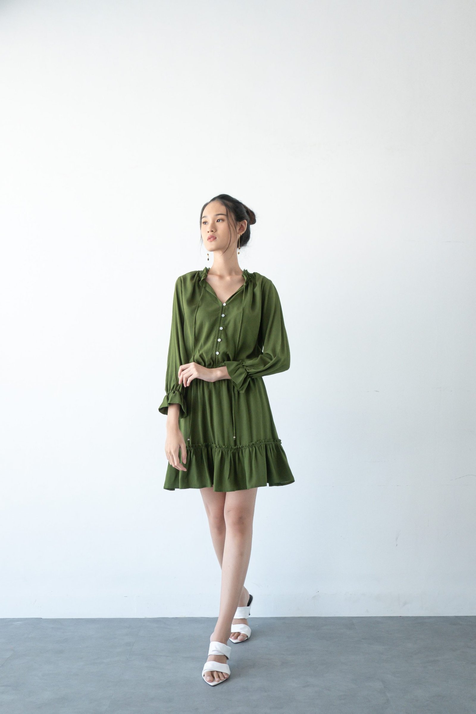 HALONA DRESS IN OLIVE – Coral Bloom Official