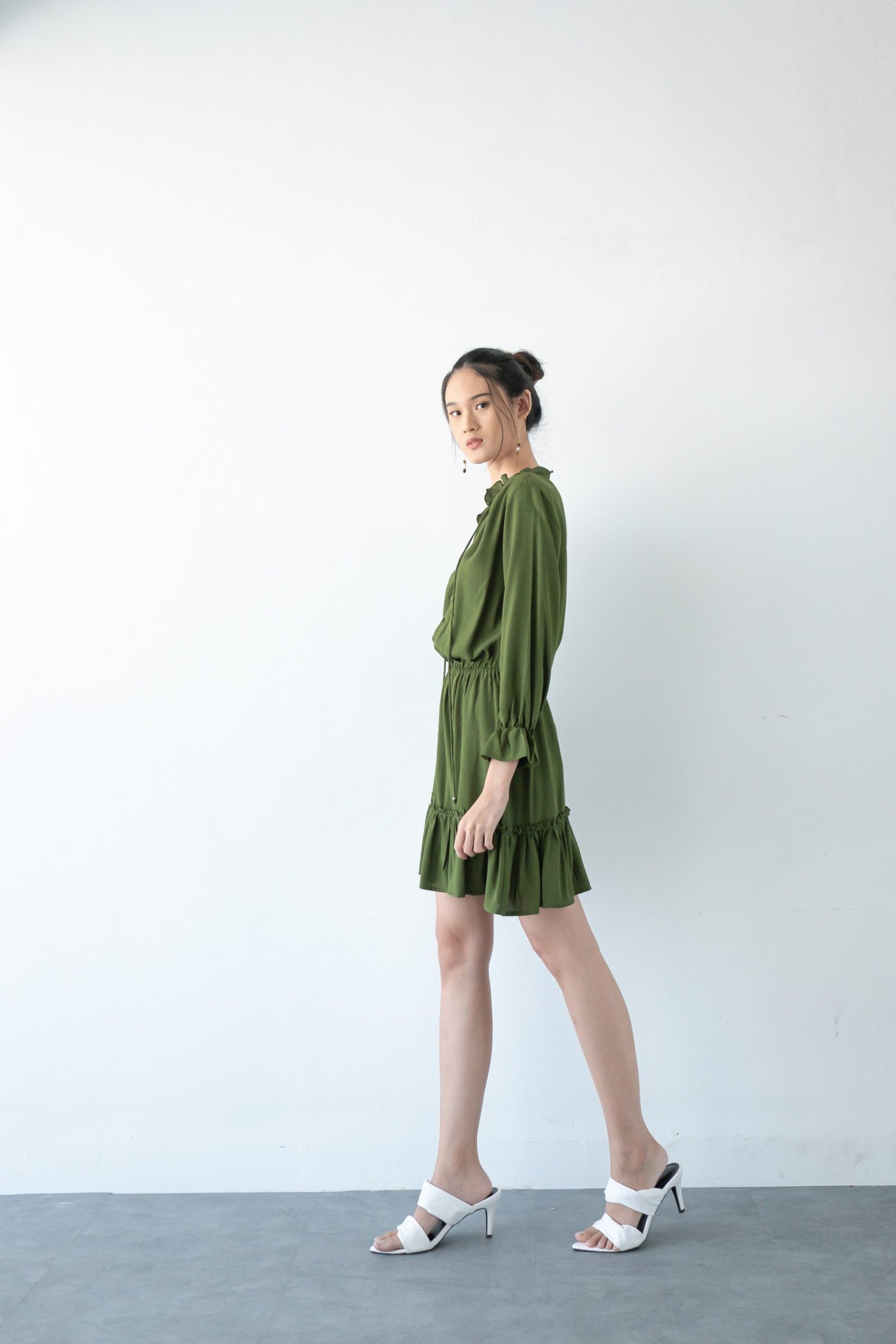 HALONA DRESS IN OLIVE – Coral Bloom Official